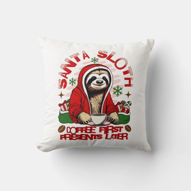 Kerstluiaard die koffie drinkt  kussen (Voorkant)