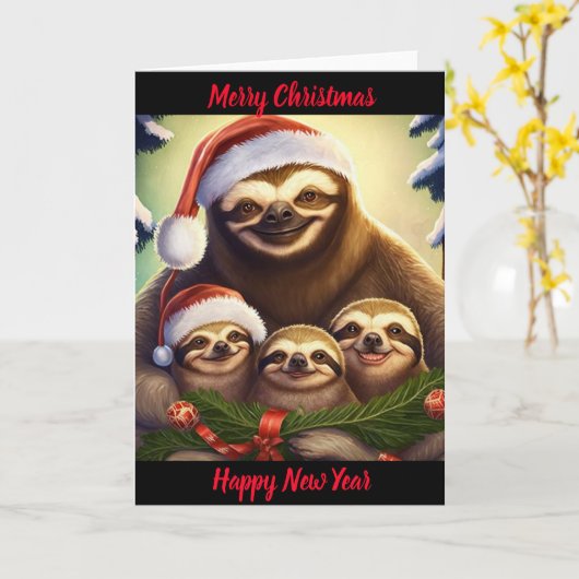 Kerstluiaard familie kaart (Gele Bloem)