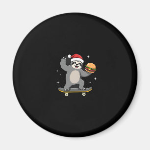 KERSTLUIAARD Grappige Kerst Skateboard Luiaard ( Magneet