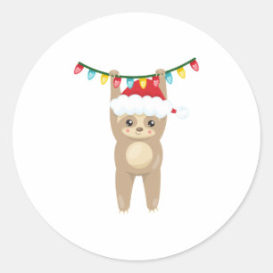 Kerstluiaard hangen aan kerstverlichting ronde sticker
