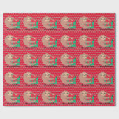 Kerstluiaard met cadeau rode sneeuwvlok cadeaupapier (Vlak)