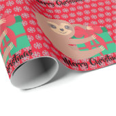 Kerstluiaard met cadeau rode sneeuwvlok cadeaupapier (Rol Hoek)