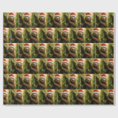 Kerstluiaard met een kerstmannenhoed cadeaupapier (Vlak)