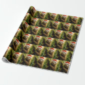 Kerstluiaard met een kerstmannenhoed cadeaupapier (Uitgerold)