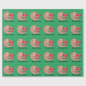 Kerstluiaard Met Geschenk Groen Sneeuwvlok Cadeaupapier (Vlak)