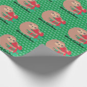 Kerstluiaard Met Geschenk Groen Sneeuwvlok Cadeaupapier (Hoek)