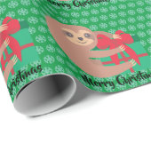 Kerstluiaard Met Geschenk Groen Sneeuwvlok Cadeaupapier (Rol Hoek)