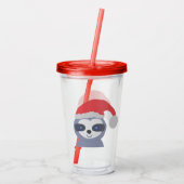 Kerstluiaard met kerstmuts acryl drinkbeker (Achterkant)