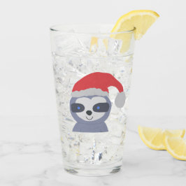 Kerstluiaard met kerstmuts glas