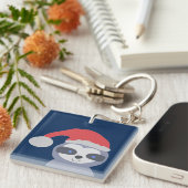 Kerstluiaard met kerstmuts sleutelhanger (Voorkant Rechts)