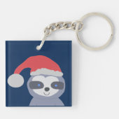 Kerstluiaard met kerstmuts sleutelhanger (Achterkant)