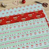 Kerstluiaard Trio Merry Slothmas Leuke vakantie Inpakpapier Vel