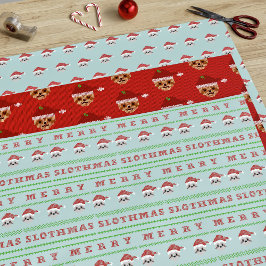 Kerstluiaard Trio Merry Slothmas Leuke vakantie Inpakpapier Vel