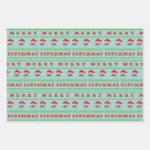 Kerstluiaard Trio Merry Slothmas Leuke vakantie Inpakpapier Vel (Voorkant 3)