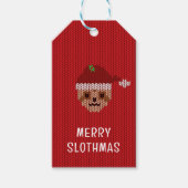 Kerstluiaard Vrolijk Slothmas Feestelijk Rood Cadeaulabel (Voorkant)