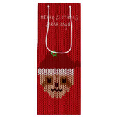 Kerstluiaard Vrolijk Slothmas Feestelijke Rode Vak Wijn Cadeautas (Voorkant)