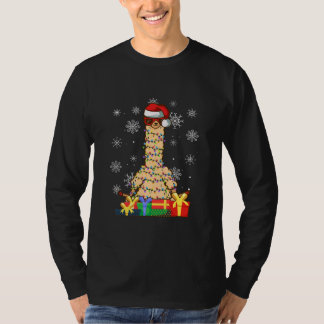 Kerstluiboom Llama Santa Hat Xmas T-shirt