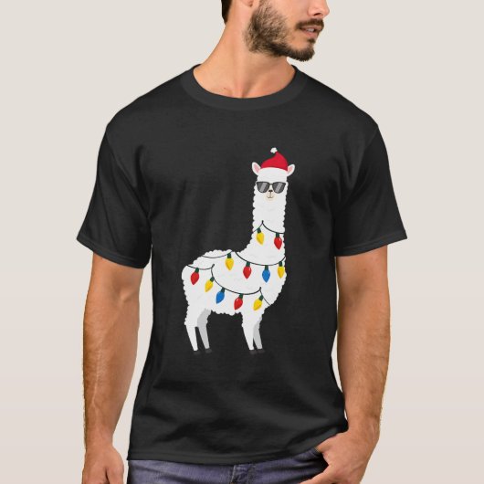 Kerstluid met kerstllama Santa Hat Sunbril Alpaca T-shirt (Voorkant)