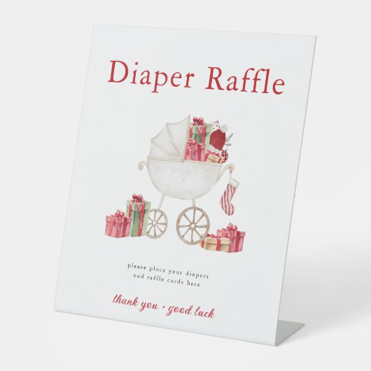 Kerstluier Raffle Baby shower Teken Reclamebord Met Voetstuk (Voorkant)