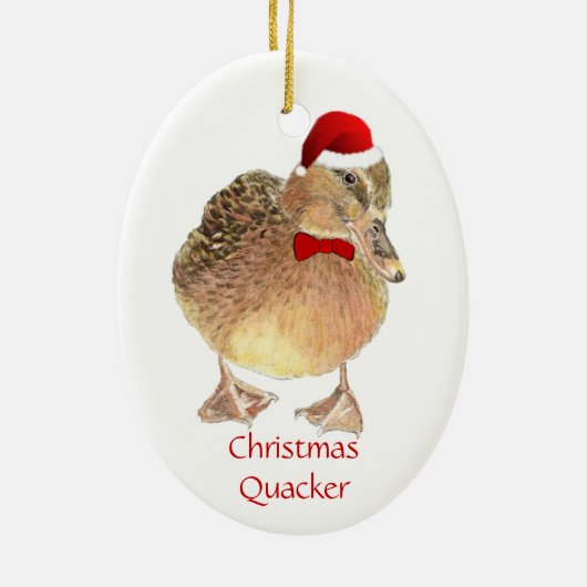Kerstluiers, Funny Duck, Bird Humor Keramisch Ornament (Achterkant)