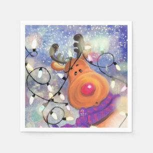 Kerstluiers met Happy Reindeer Servet