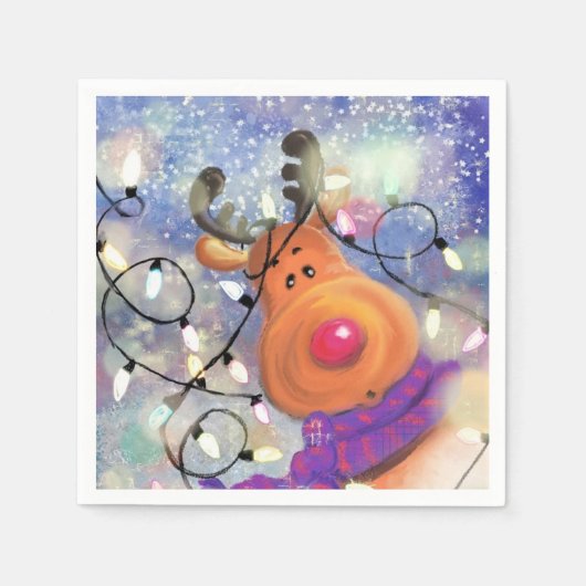 Kerstluiers met Happy Reindeer Servet (Voorkant)