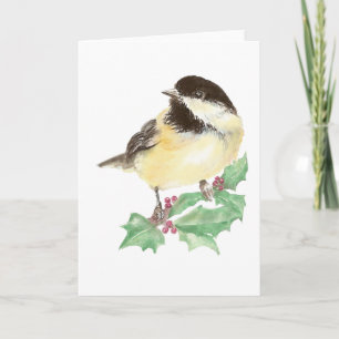Kerstluiers, vogel, Holly Wildlife Feestdagen Kaart