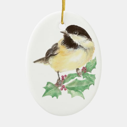 Kerstluiers, vogel, Holly Wildlife Keramisch Ornament (Voorkant)