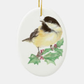 Kerstluiers, vogel, Holly Wildlife Keramisch Ornament (Achterkant)