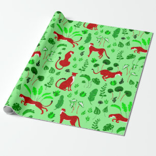 kerstluipaard cheetah monstera plant cadeaupapier