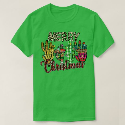 Kerstluipaard Lights Cactus Santa Lover Xmas T-shirt (Design voorkant)
