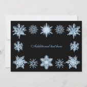 Kerstlunch blauwe sneeuwvlokken kaart (Achterkant)
