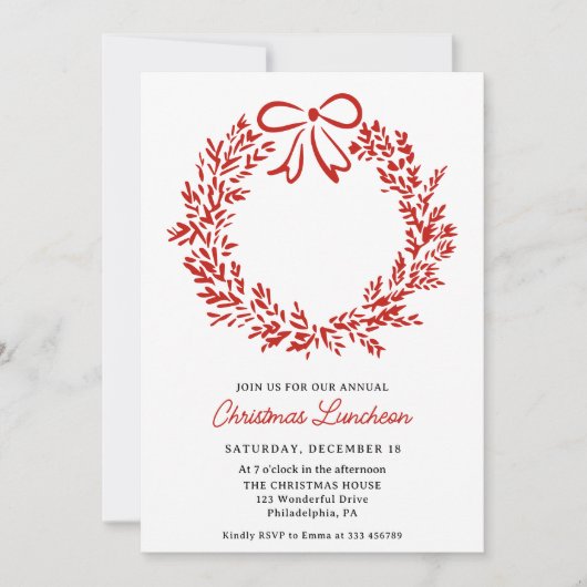 Kerstlunch Fancy krans vakantie Kaart (Voorkant)