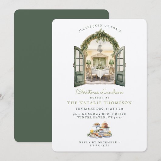 kerstlunch | Groene Eetkamer Kaart (Voorkant / Achterkant)