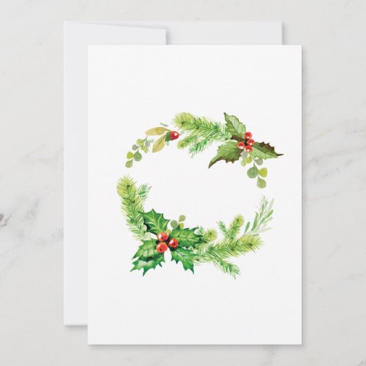 Kerstlunch Rood Hulstbes Kerstmis Kaart (Achterkant)