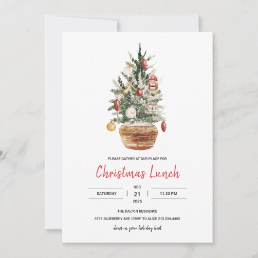 kerstlunchparty kaart (Voorkant)