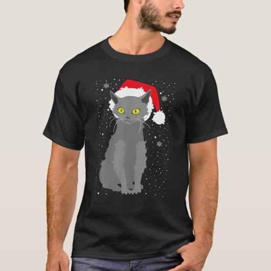 KerstLykoi Cat Santa Hat Xmas Kittens Lovers T-shirt (Voorkant)