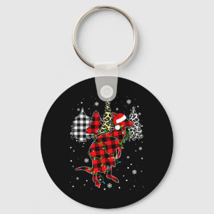 Kerstm Kangoeroe Dieren Kerstmis Buffalo Plaid Lui Sleutelhanger