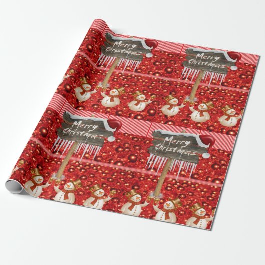 Kerstm Wrap Papier Sneeuwman (Uitgerold)
