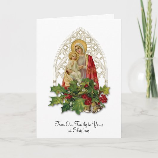 Kerstmaagd Mary Baby Jesus Floral Religy Kaart (Voorkant)