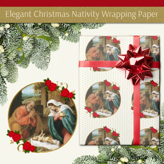 Kerstmaagd Mary Baby Jesus Joseph Natitivity W Cadeaupapier