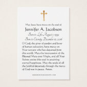 Kerstmaagd Mary Funeral Memorial Heilige Kaart (Achterkant)