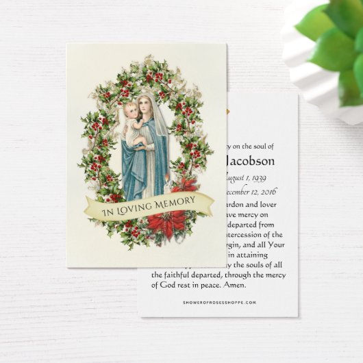 Kerstmaagd Mary Funeral Memorial Heilige Kaart (Bureau)