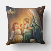 Kerstmaagd Mary met Christus Kind & Angel Kussen (Achterkant)