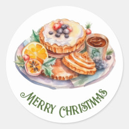 Kerstmaal Aquarel Ronde Sticker