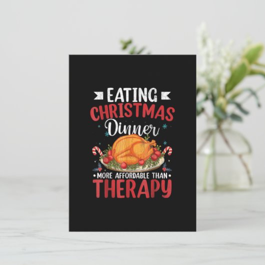 Kerstmaal eten Funny Merry Xmas Kerstman Gra Kaart (Staand voorkant)