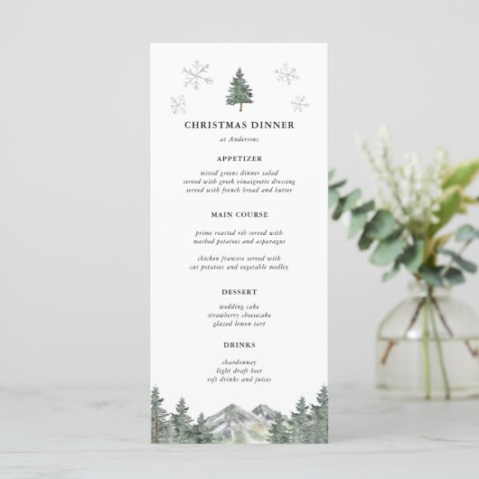 Kerstmaal in de bergen menu (Staand voorkant)