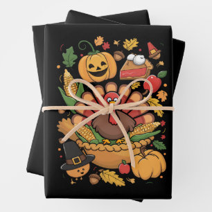 Kerstmaal Kalkoen Dankbare Taart Herfst Familie Inpakpapier Vel