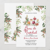 Kerstmaal Kerst Cocktails Feest Kaart (Voorkant / Achterkant)