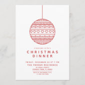 Kerstmaal met Rode Kerstbal Kaart (Voorkant)